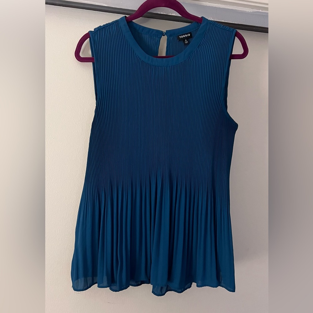 Torrid Teal Pleated Top